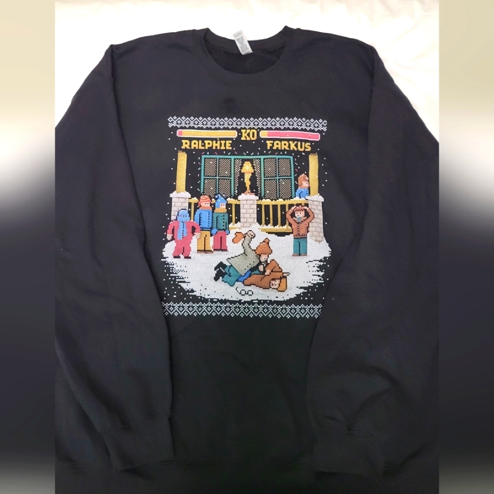 Christmas Story Ralphie vs Farkus Ugly Holiday Sweater- Mens Big & Tall Size 4XL